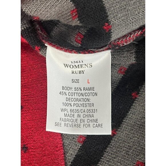 VTG Woolrich Woman's Sz L Full Zip Red Cardigan Sweater Moose Cabin Mountains - Picture 5 of 8
